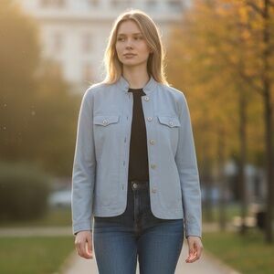 Draper’s & Damon’s Light Blue Shirt Jacket Size Petite XS